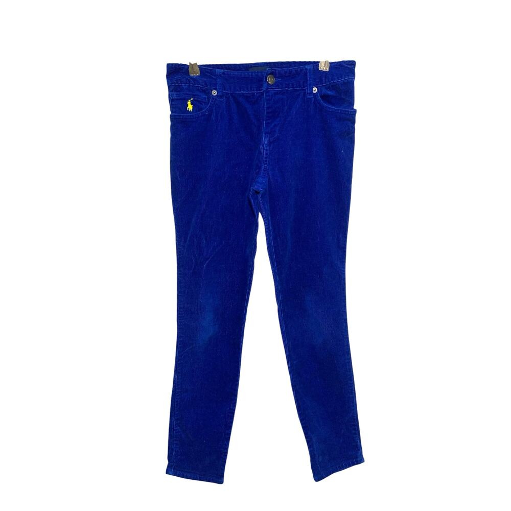 Girls Ralph Lauren Straight Leg Corduroy Pants Royal Blue and Yellow Size 12